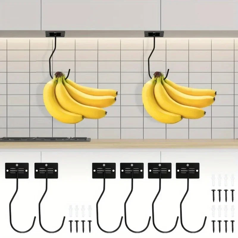 Under Cabinet Banana Holder Hook – 2 or 4 Pcs | Iron Hanger Cabinet Storage Hook Babs