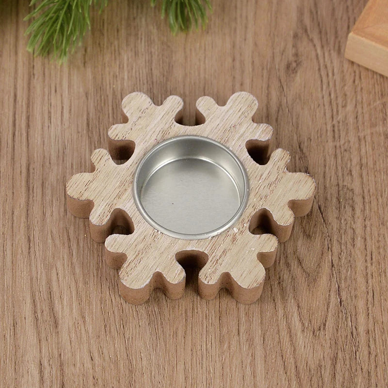 Christmas Wooden Candle Holder – Snowflake Xmas Tree Décor Wooden Candle Holder Babs Snowflake