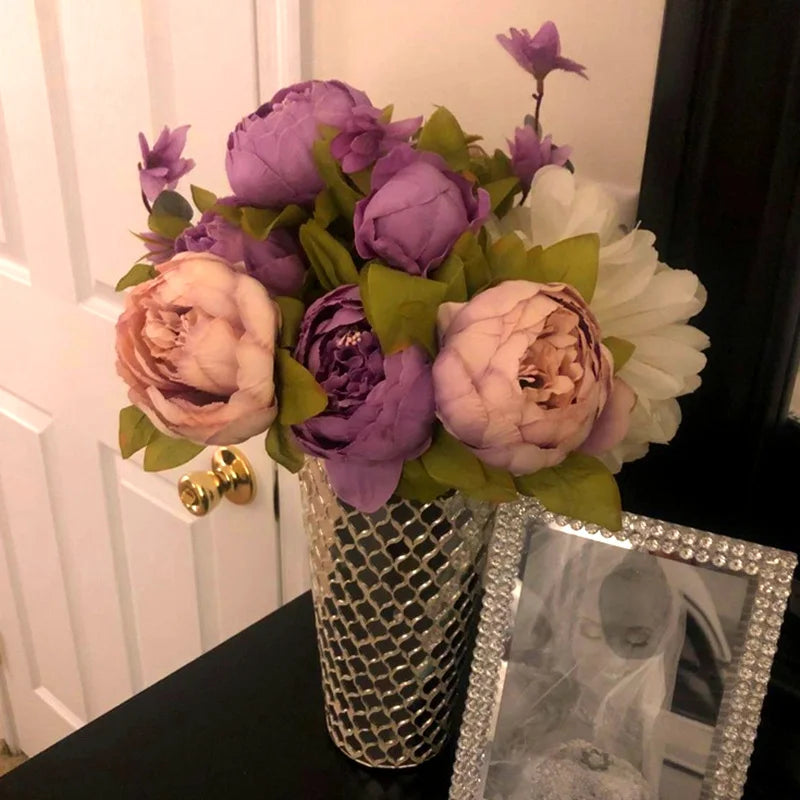 Silk Artificial Peony Bouquet 13 Heads – Wedding & Home Décor Artificial Flower Bouquet Babs