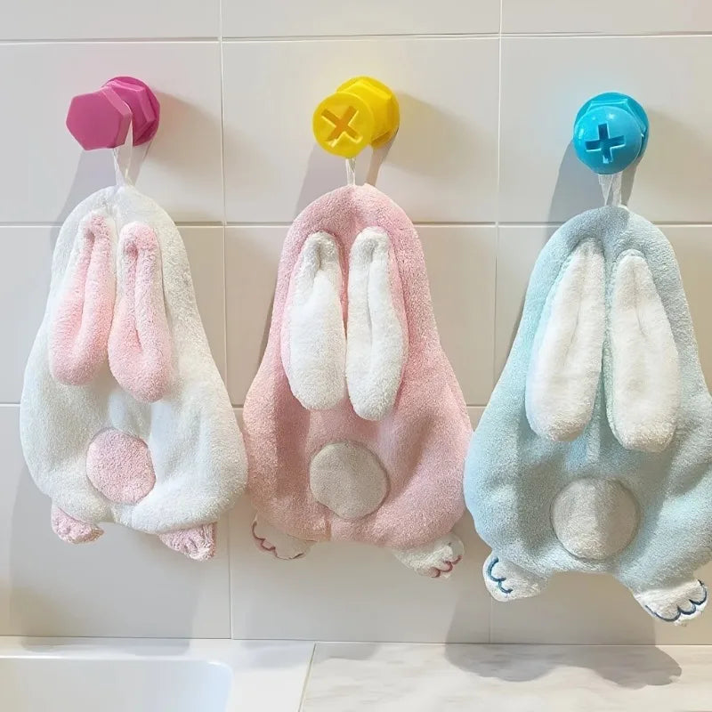Cute Rabbit Coral Fleece Hand Towel – Soft & Absorbent Hand Towel Babs