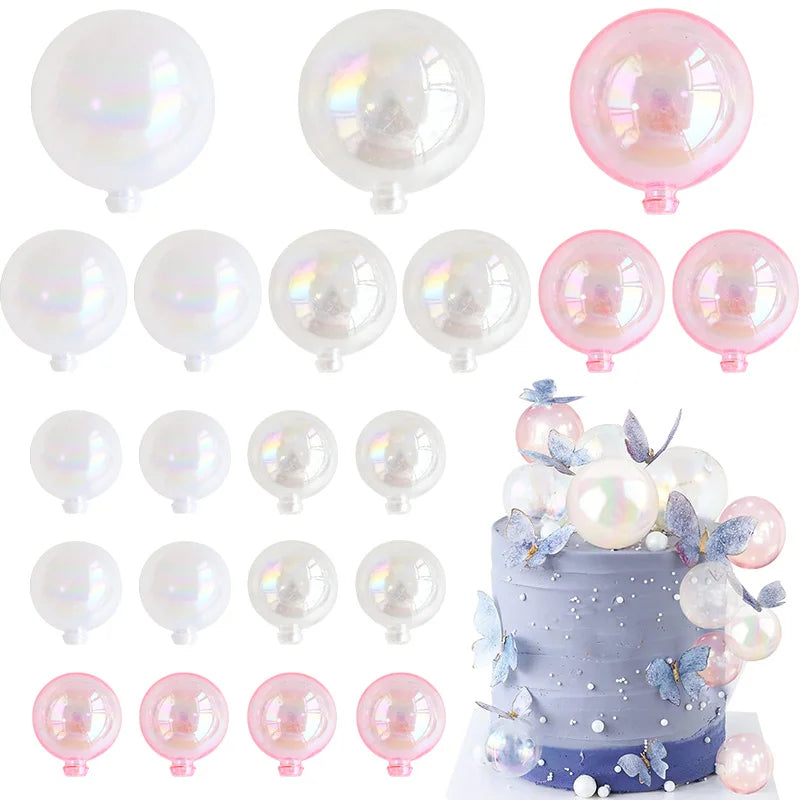 10Pcs Clear Bubble Ball Cake Toppers – Pearl Party Decoration Cake Toppers Babs