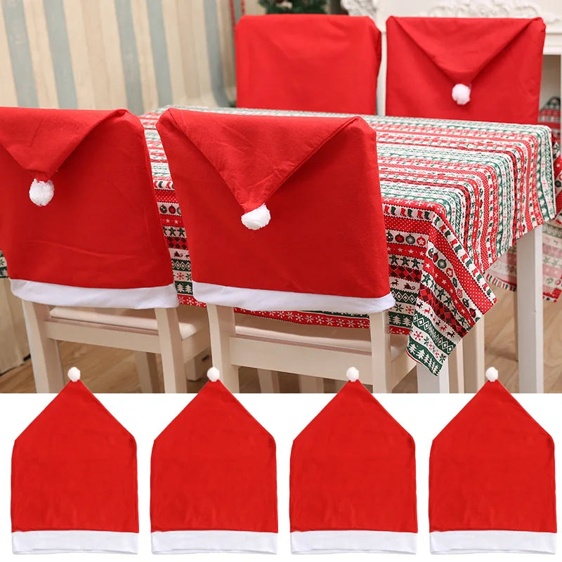 Christmas Chair Back Covers – Holiday Dinner Décor, 1-6 Pcs Holiday Chair Cover Babs red 1pcs