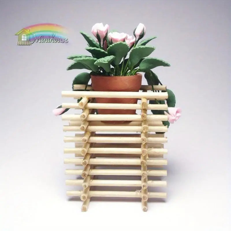 1:12 Miniature Clay Rose & Wooden Fence Dollhouse Decoration Dollhouse Miniature Decor Babs