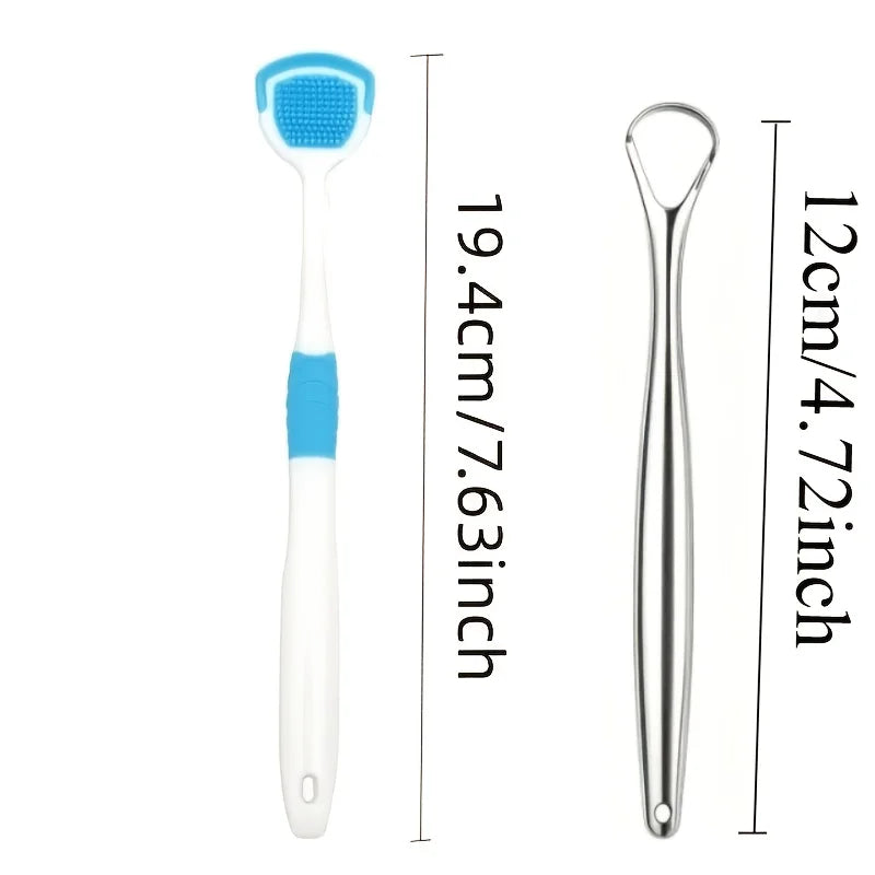 2-in-1 Tongue Brush & Scraper Set | Fresh Breath Oral Care Tongue Scraper Set Babs