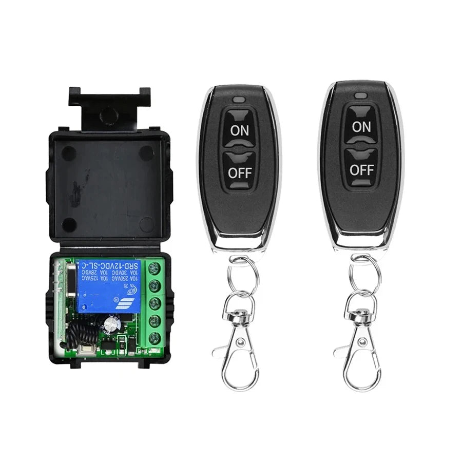 433MHz RF Wireless Relay Switch DC 12V 2-Channel Remote Control RF Relay Switch Babs 1 switch 2 remote