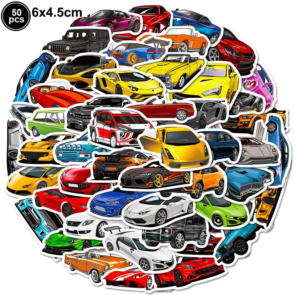 50pcs Race Car Stickers – Kids Birthday Party Decals Party Sticker Pack Babs Deep Sapphire