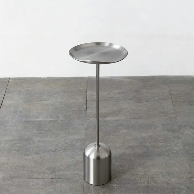 Modern Round Metal Side Table – Minimalist Silver Coffee Table Metal Side Table Babs