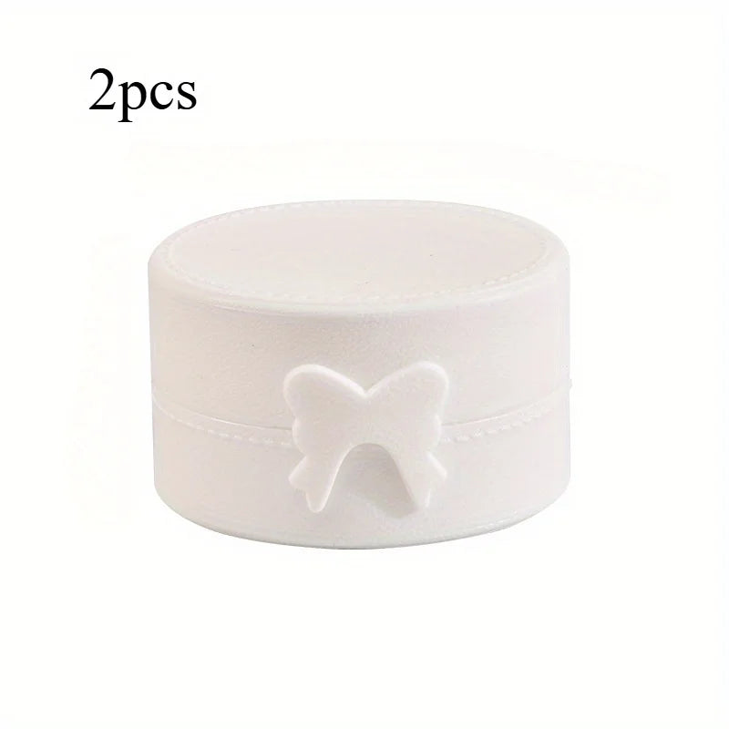 Bowknot Jewelry Organizer Box with Lid – Desktop Storage Jewelry Organizer Box Babs White- 1