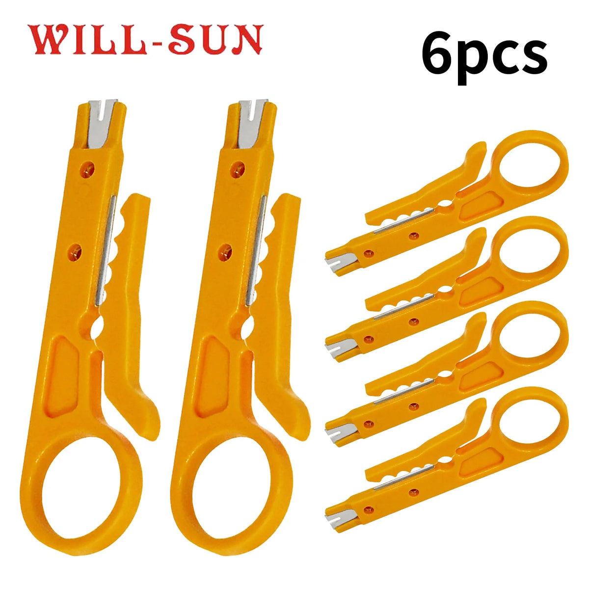 6-Piece Punch Down & Wire Stripping Tool Set – Network Cable Kit Wire Stripping Tool Set Babs YELLOW