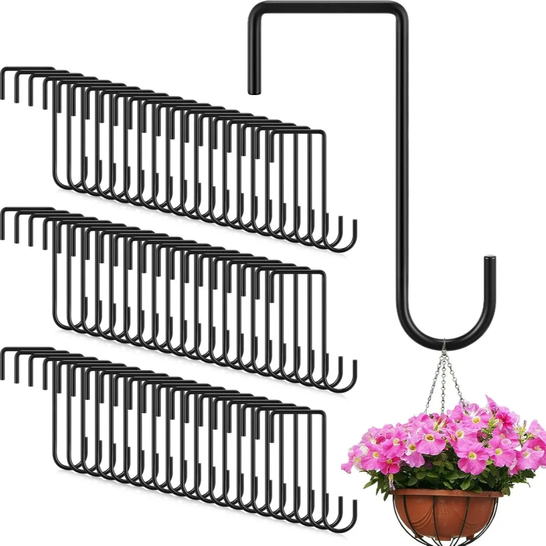 2-Pack Brown Steel Fence Hooks for Plants, Feeders & Lights Fence Plant Hooks Babs