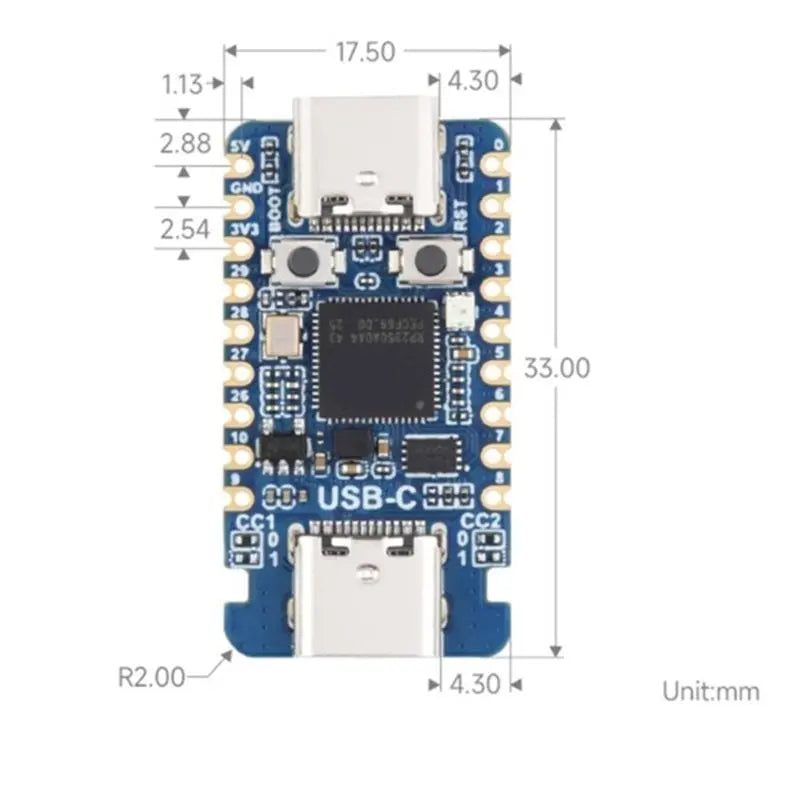 RP2350A USB-C Dev Board 2-Pack | Raspberry Pi MCU Mini Board Microcontroller Dev Board Babs
