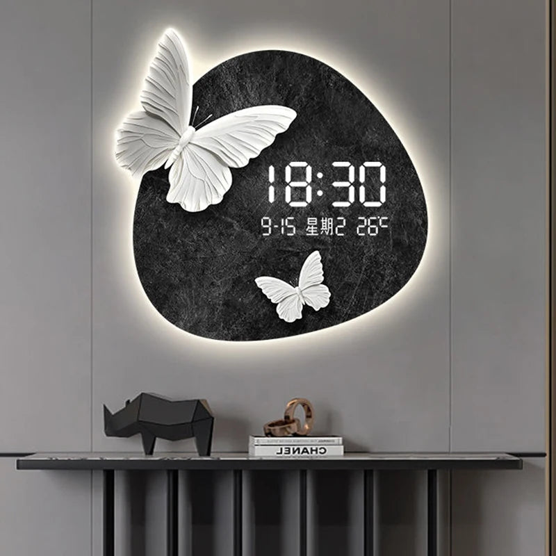 Large Digital Wall Clock with Light – Nordic Minimalist Luxury Digital Wall Clock Babs