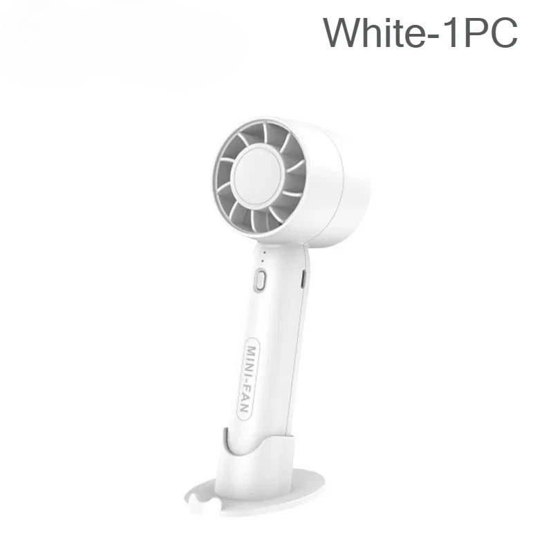 USB Rechargeable Mini Handheld Fan – 3-Speed Portable Cooler Handheld Portable Fan Babs White-1PC