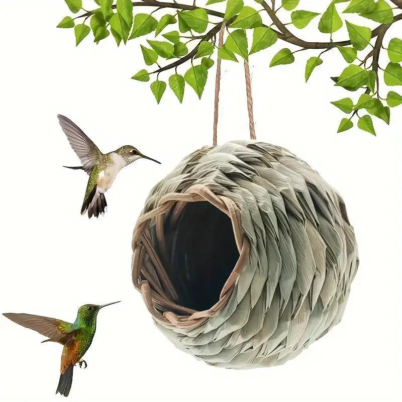 2pcs Round Straw Bird Nest – Parrot Toy & Garden Ornament Bird Nest Toy Babs