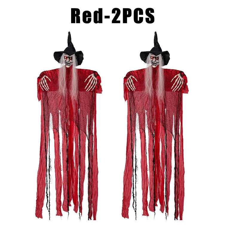 Halloween Hanging Witch Decoration – Motion Sensor, Sound & Light Halloween Hanging Decoration Babs Red 2PCS