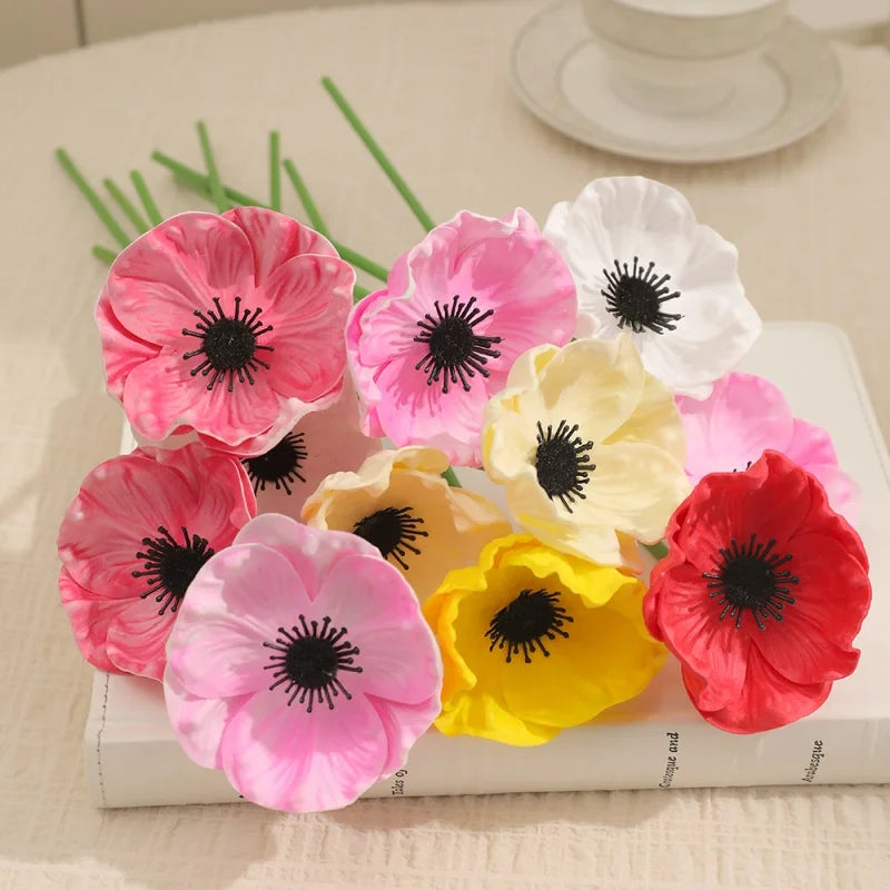 3-Pack Silk Artificial Rose & Poppy Flower Heads for Wedding Decor Artificial Flower Heads Babs