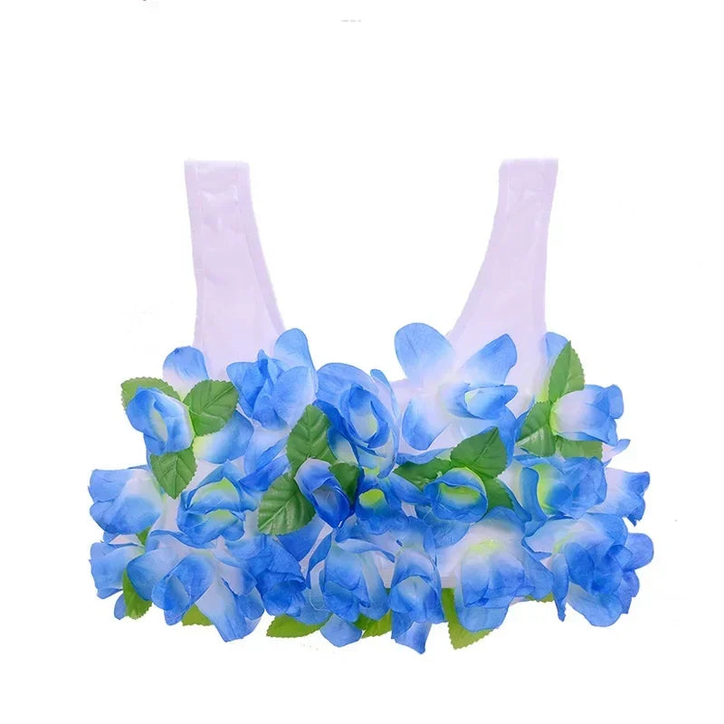 Hawaii Flower Bra Camisole – Kids & Adults Hula Party Top Costume Camisole Babs bule Adult