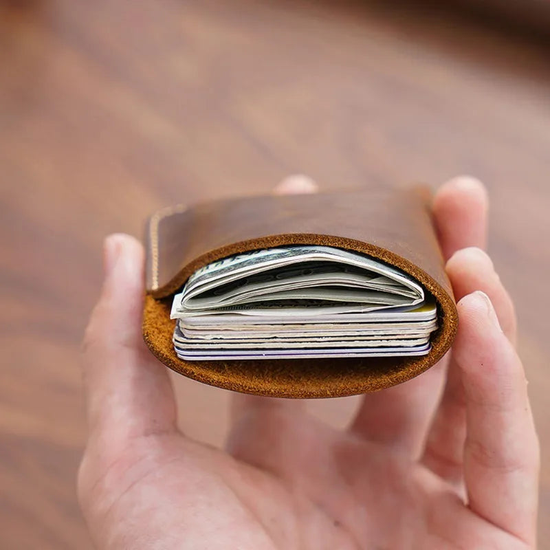 Vintage Cowhide Leather Wallet – Hand-Stitched Card Holder Leather Wallet Babs