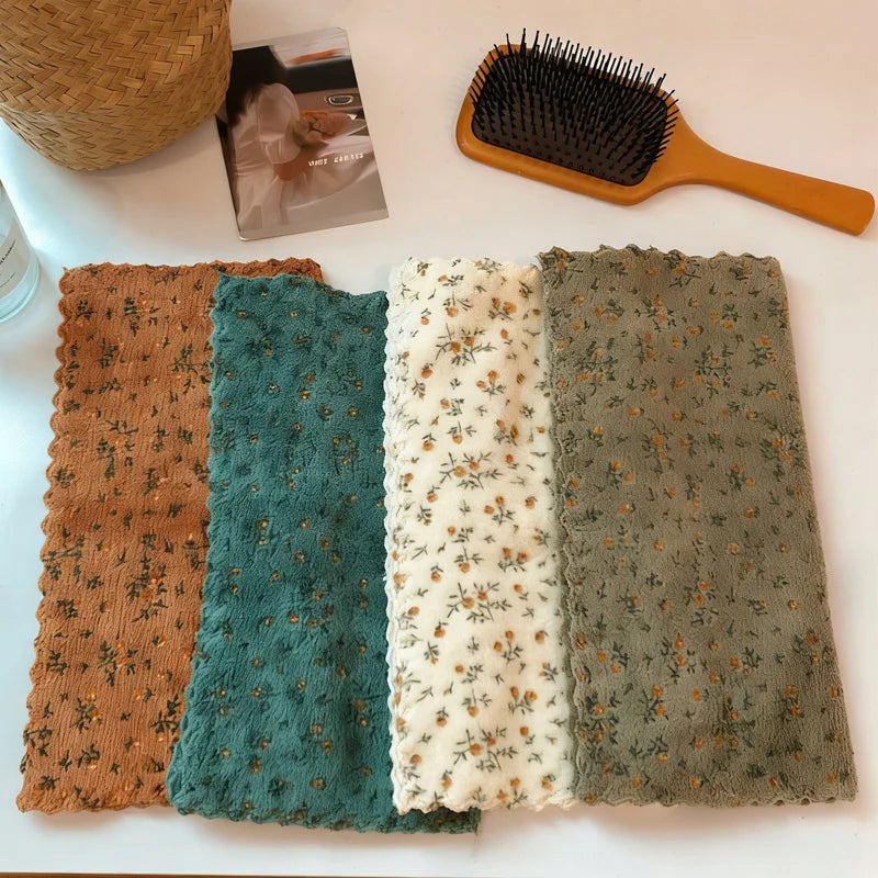 4-Pack Flower Dishwashing Cloths – Quick-Dry Reusable Cleaning Rags Cleaning Cloths Babs