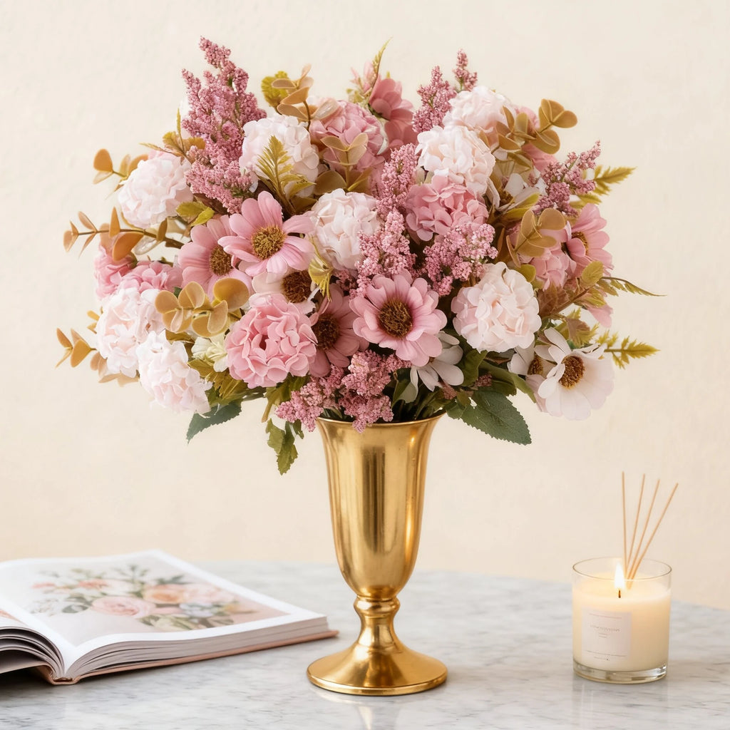 3-Piece Silk Lilac Daisy Artificial Bouquet – Wedding & Home Décor Artificial Flower Bouquet Babs