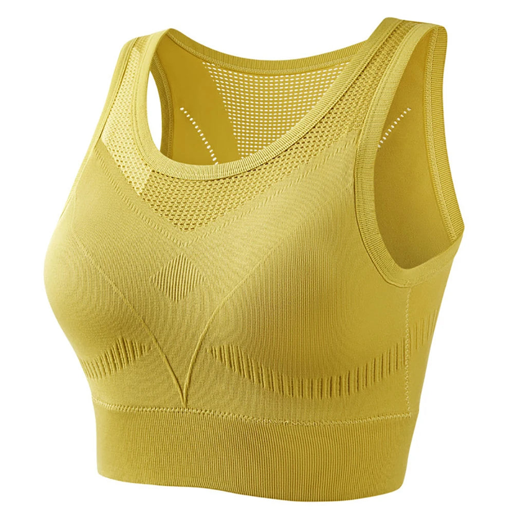 Women's Seamless Padded Sports Bra – Backless Yoga Gym Top Padded Sports Bra Babs Yellow 1XL