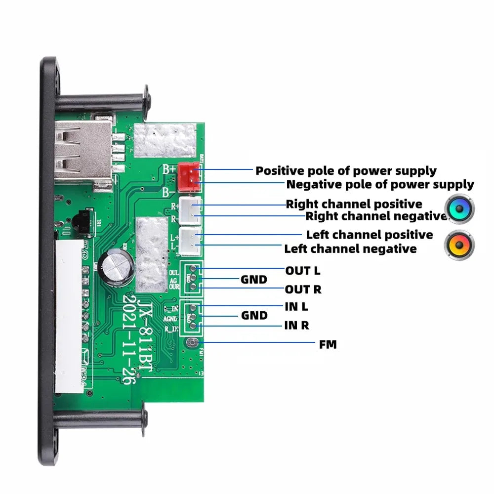 KEBIDUMEI Bluetooth 5.0 MP3 Decoder Board 40W Amplifier FM Radio MP3 Amplifier Board Babs