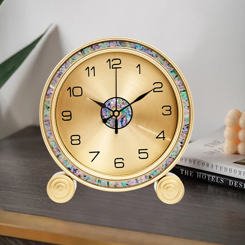 Vintage Silent Table Clock – Nordic Luxury Metal Desk Clock Decorative Desk Clock Babs