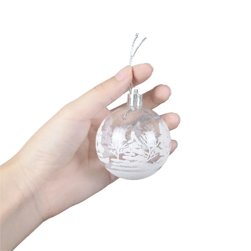 6-Pack Clear Snow Christmas Ball Ornaments 6cm – Tree Baubles Christmas Tree Ornaments Babs