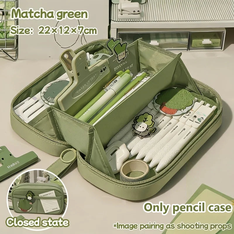Volcano Pencil Case – Multi-Layer Stationery Organizer Pencil Case Organizer Babs Green