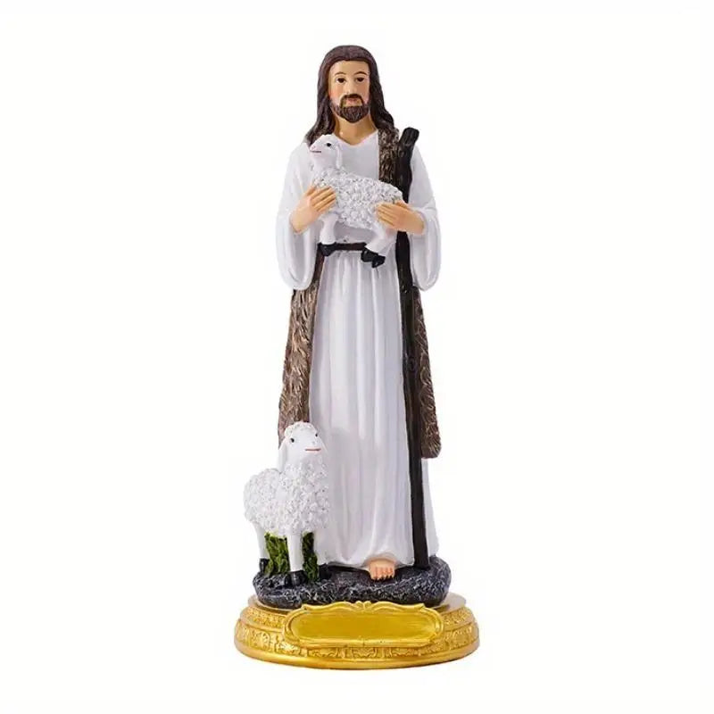Resin Jesus Shepherd Figurine | Catholic Gift & Home Décor Religious Figurine Babs