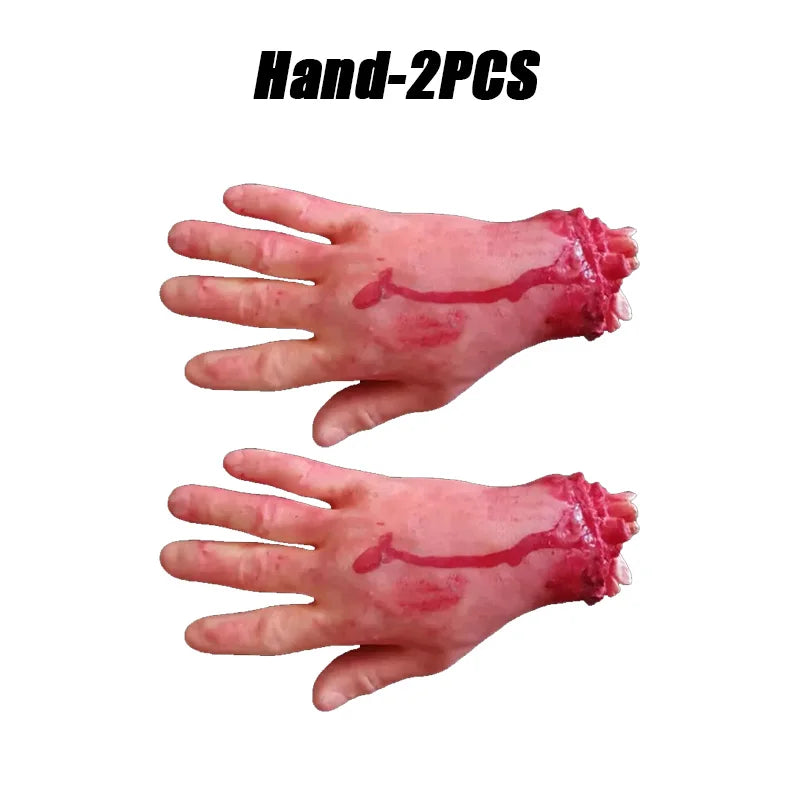 Realistic Halloween Fake Organ Props – Brain Heart Hand Foot Halloween Prop Decoration Babs Hand-2PCS