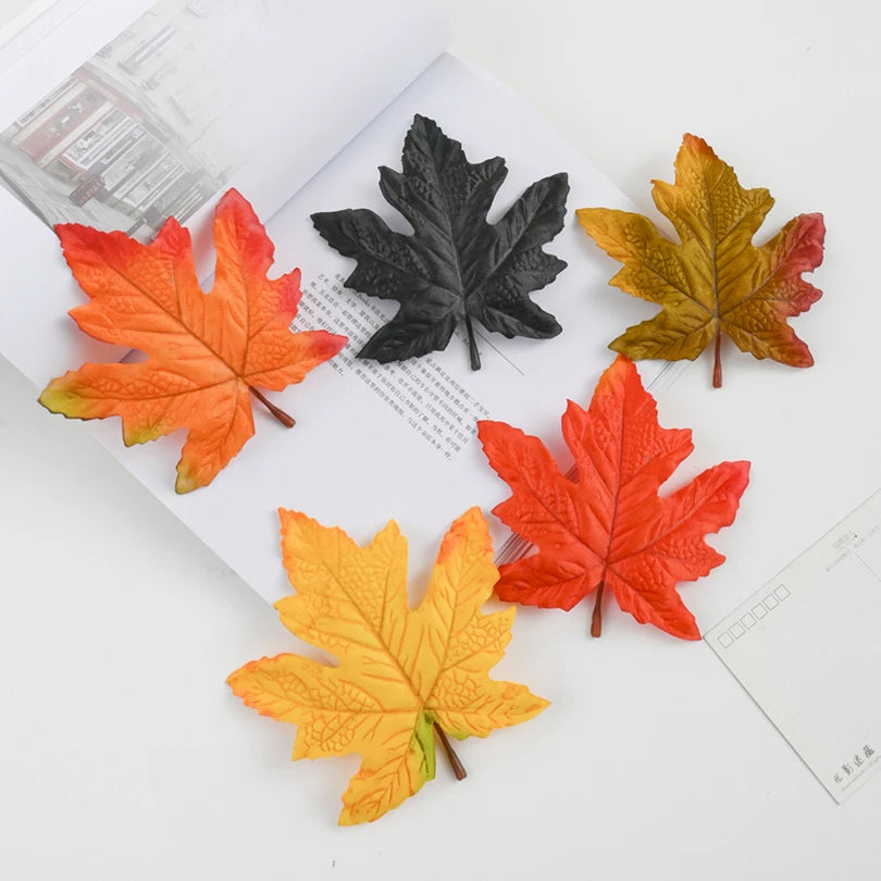 10Pcs Silk Maple Leaves – Autumn Home & Wedding Décor Artificial Leaves Babs