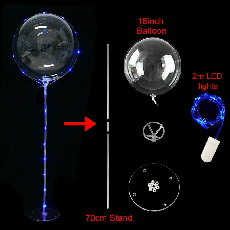 LED Bobo Balloon Column Stand Set – Wedding & Party Decor LED Balloon Decor Set Babs blue light set