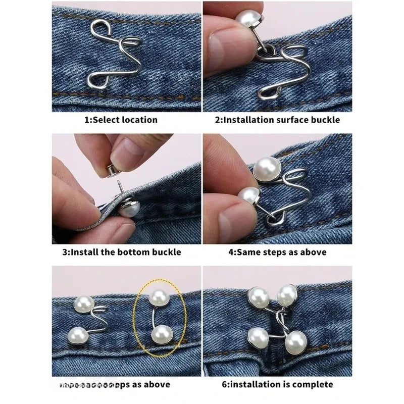 Adjustable Metal Jeans Waist Buckle – No-Drill Snap Fastener Set Clothing Snap Fastener Babs