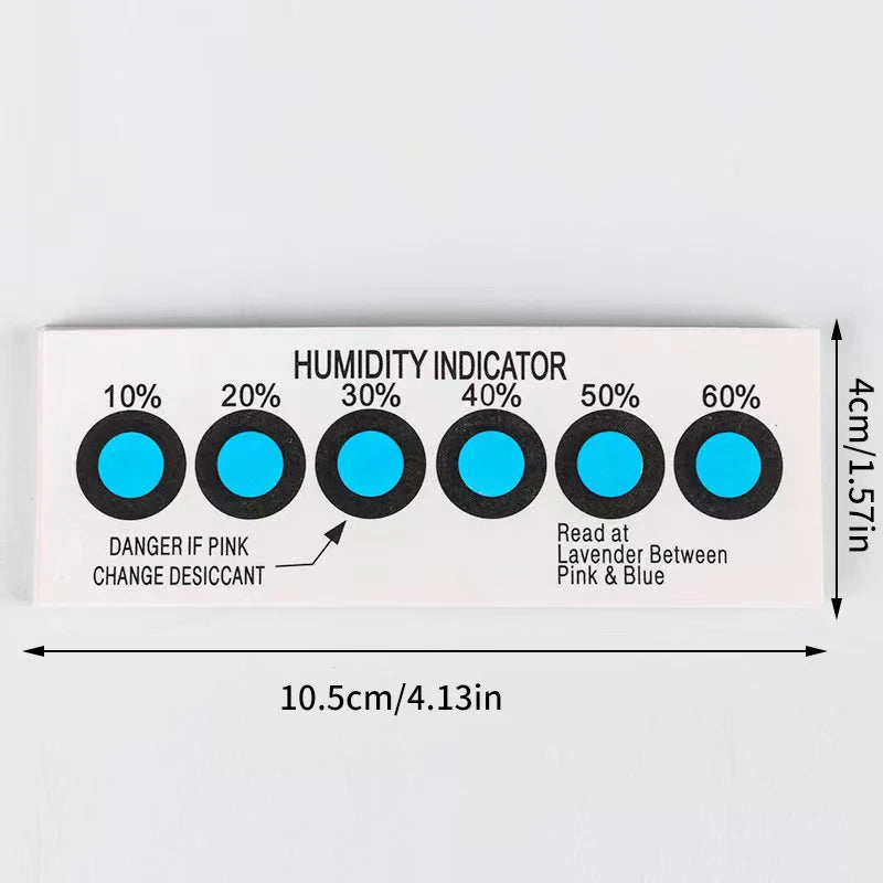 Humidity Indicator Cards 10–60% RH | 50-Pack Blue Six-Point Humidity Indicator Card Babs