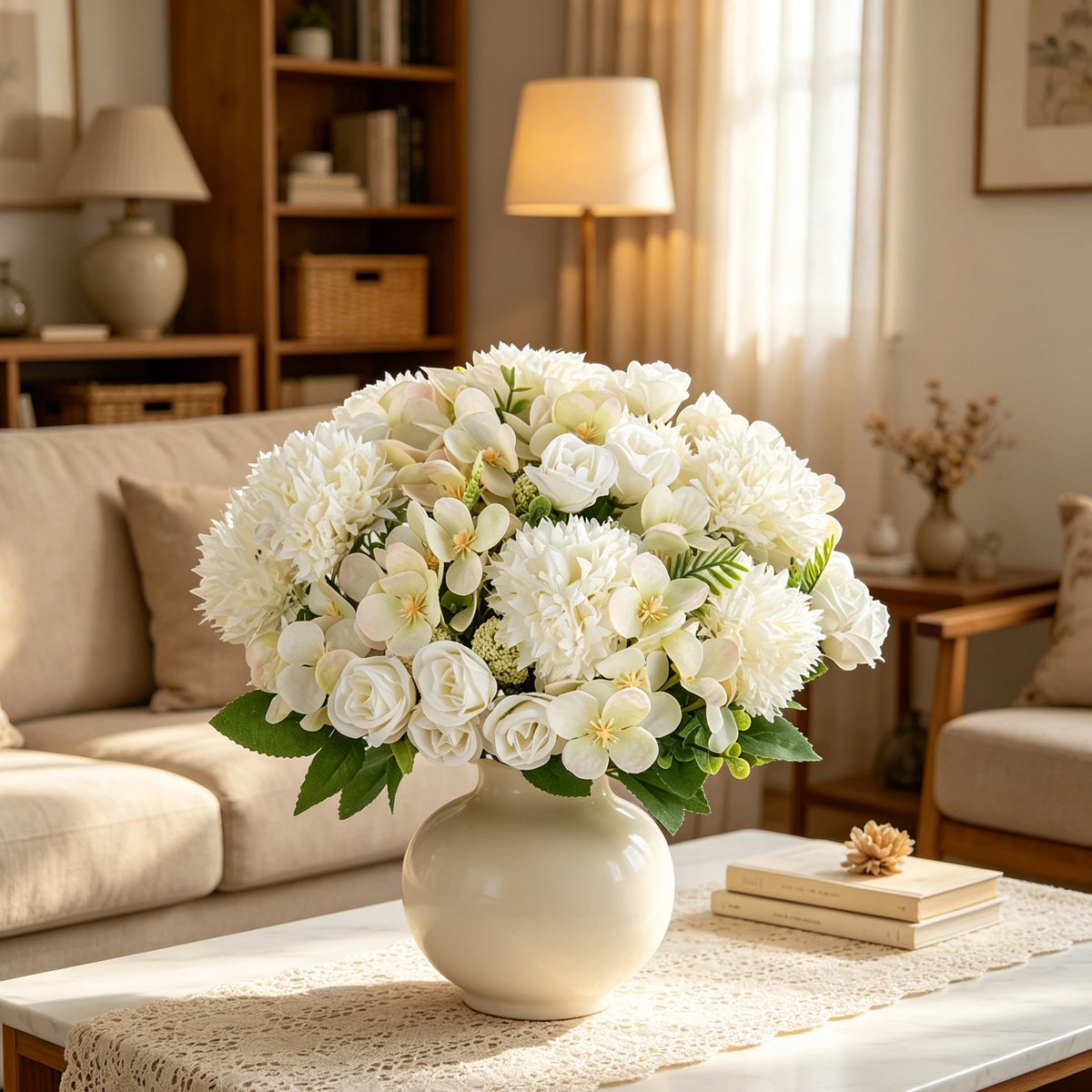 Artificial Silk Rose & Chrysanthemum Bouquet | Wedding & Home Décor Artificial Flower Bouquet Babs