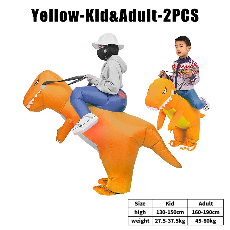Inflatable T-Rex Dinosaur Costume for Kids & Adults | Halloween Inflatable Costume Babs Orange 2PCS
