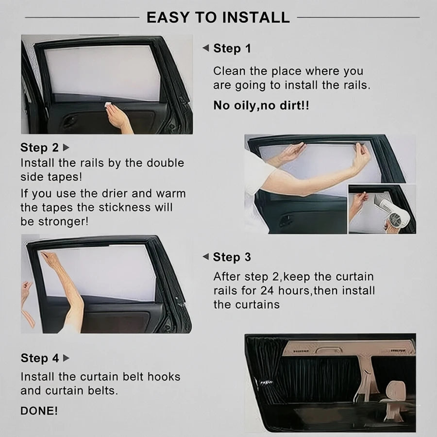 2pcs Car Side Window Sun Shade Curtains – UV Protection Blinds Car Window Curtain Babs