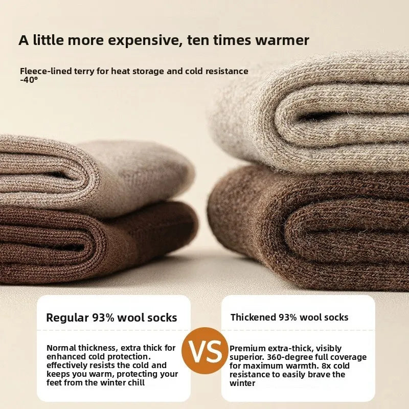 Fleece Lined Thermal Wool Socks – Thick Terry Mid-Calf, 2 Pairs Thermal Wool Socks Babs