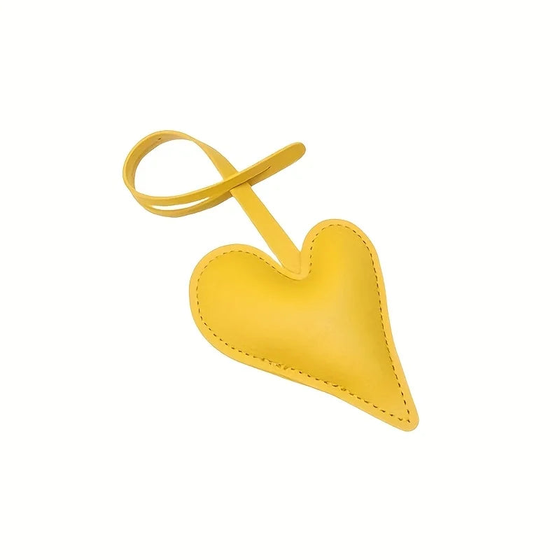 PU Leather Heart Keychain Pendant – Bag, Backpack & Car Charm Keychain Pendant Charm Babs Yellow