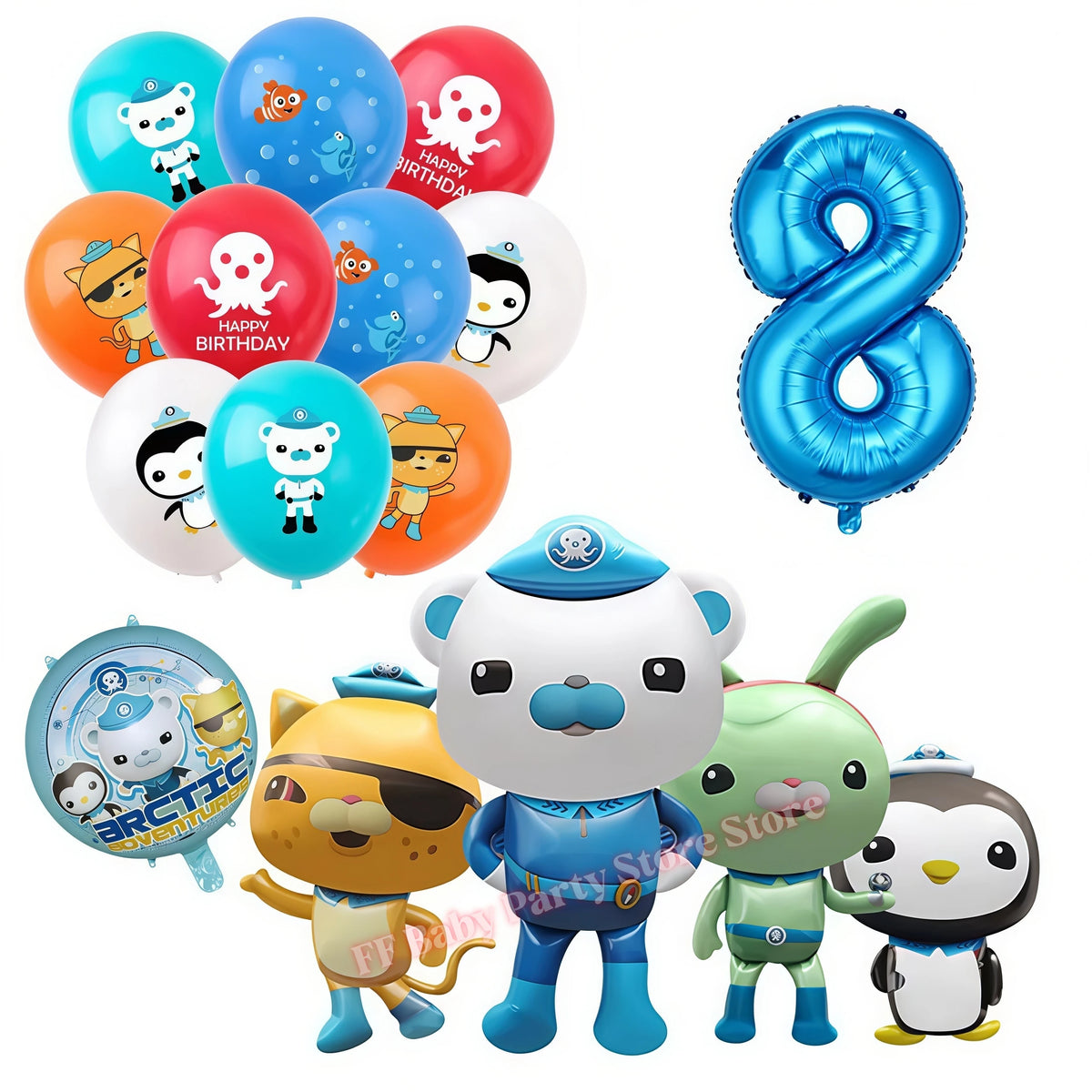 Octonauts Birthday Foil Balloons – Baby Shower Party Decor Party Foil Balloons Babs 16pcs balloons-8