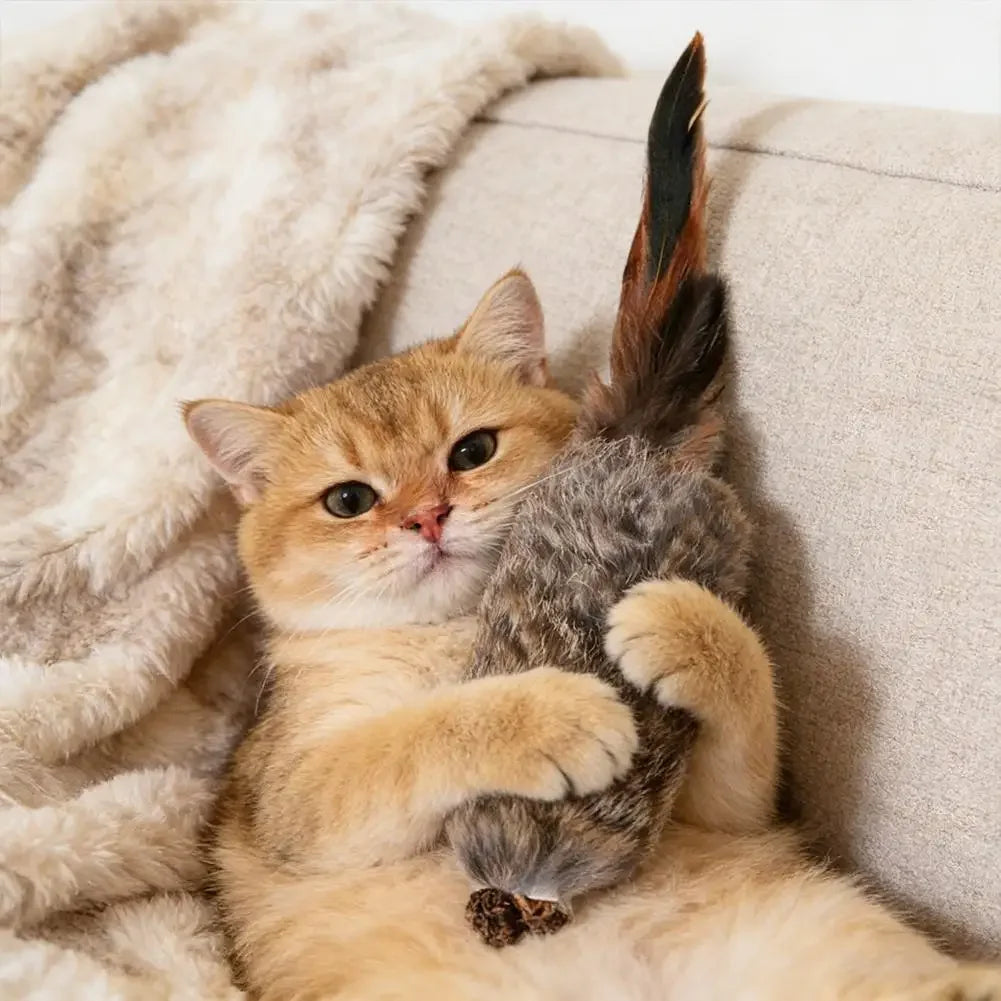 Faux Rabbit Fur Cat Toy – Interactive Hunting & Play Toy Interactive Cat Toy Babs