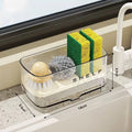 Kitchen Sink Sponge Rack with Drainage Shelf & Towel Holder Sink Organizer Rack Babs White
