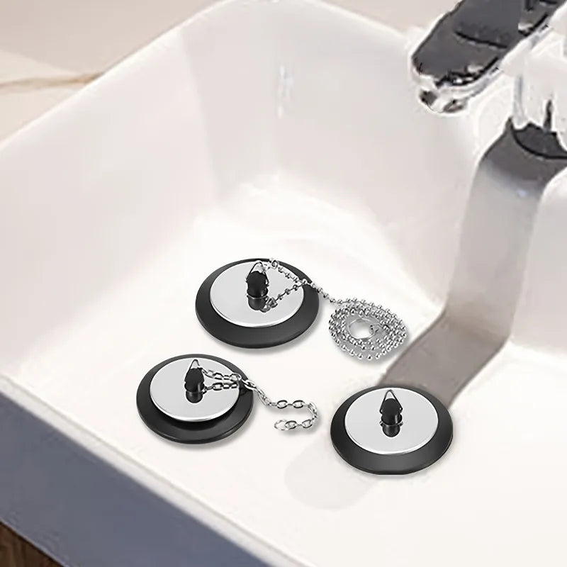 3-Pack Rubber Sink Plugs with Ball Chain – 43mm Drain Cover Sink Drain Plug Babs