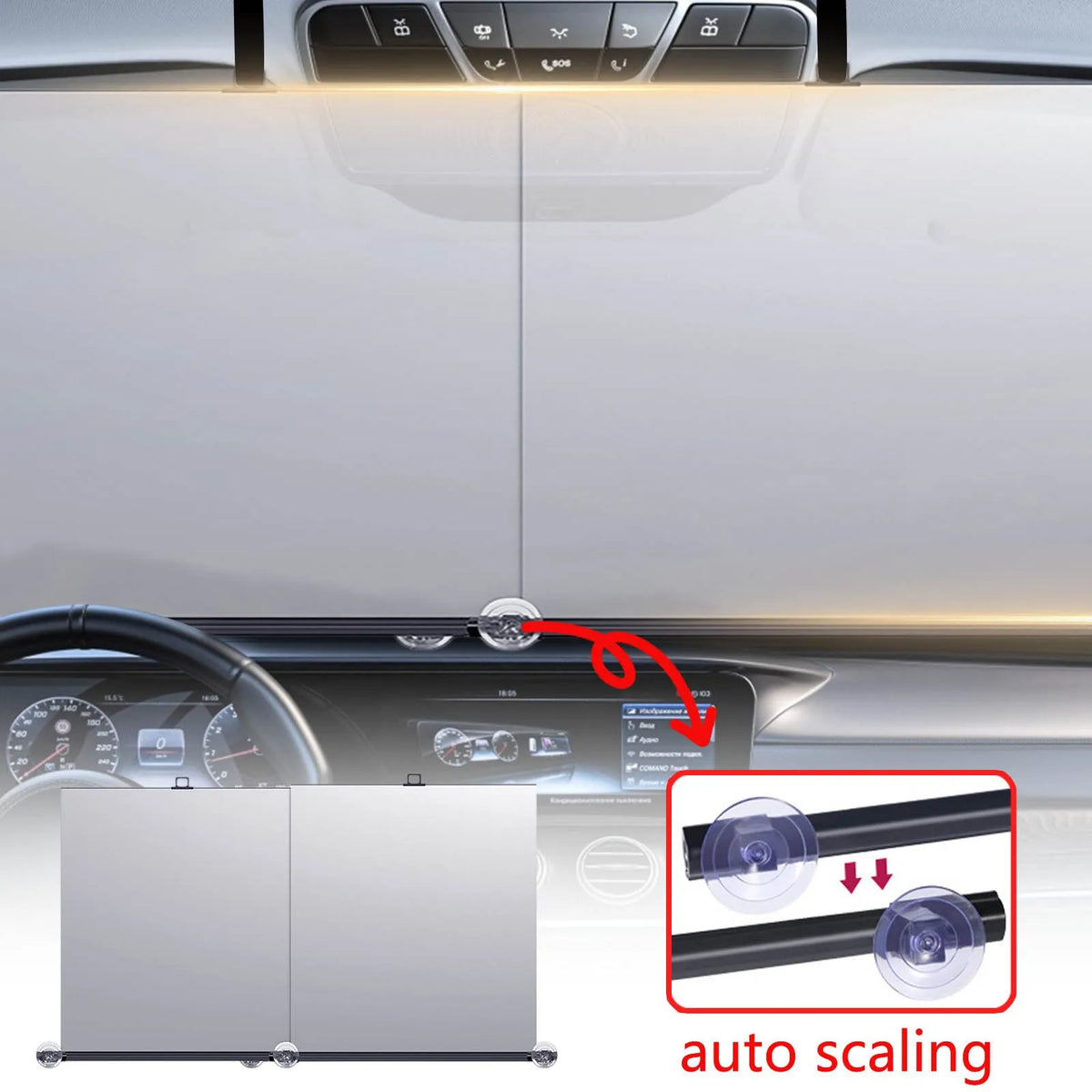 Retractable Car Windshield Sunshade – UV & Heat Protection Car Windshield Sunshade Babs
