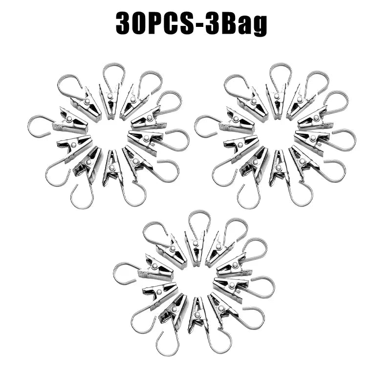Stainless Steel Curtain Clips with Hooks – Home & Photo Décor Curtain Clips & Hooks Babs 30PCS 3Bags