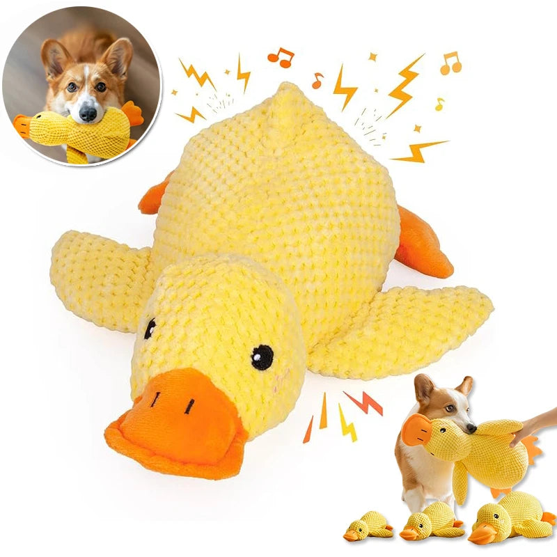 Yellow Duck Dog Calming Toy with Quacking Sound | Fleece Plush Plush Dog Toy Babs
