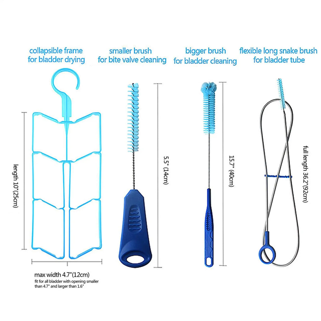 Hydration Bladder Cleaning Brush Kit – 4-Piece Water Bag Set Hydration Bladder Cleaner Babs