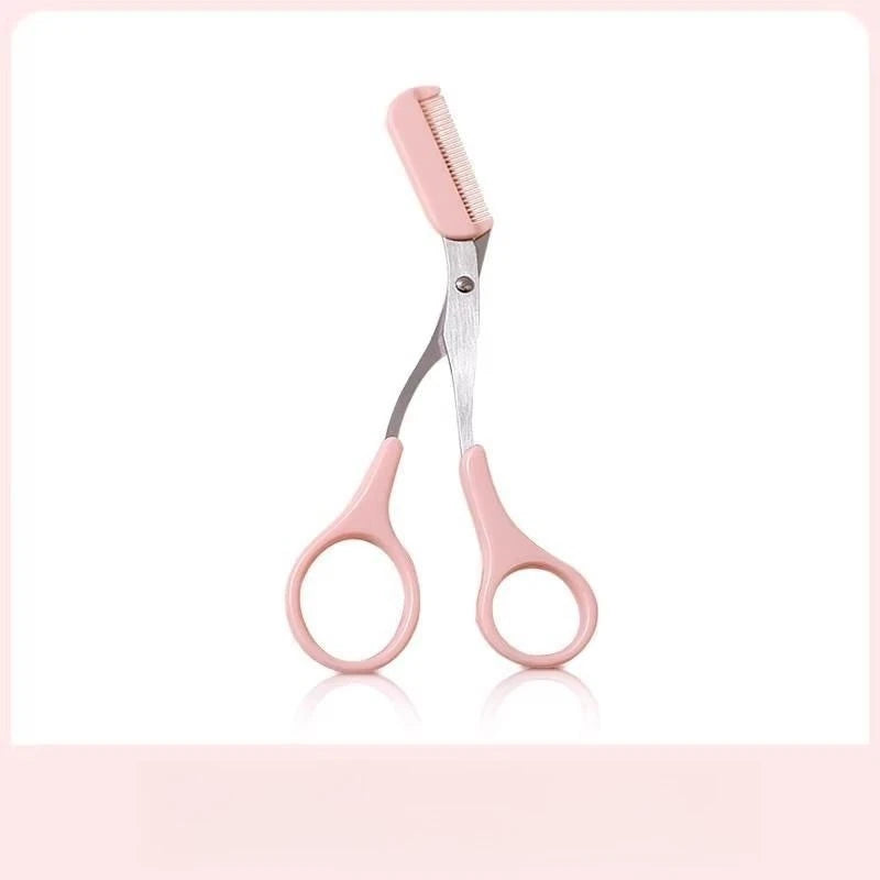 Pink Eyebrow Trimmer Scissors with Comb – Stainless Steel Eyebrow Trimmer Scissors Babs Pink