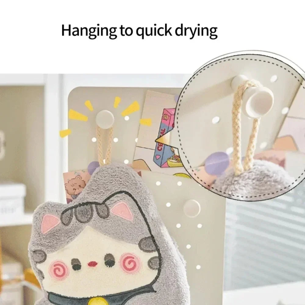 Cute Cat Hand Towel – Quick-Dry Coral Velvet Absorbent Towel Hand Towel Babs